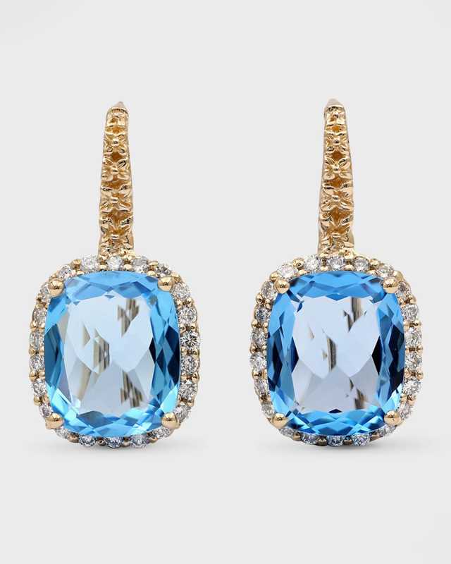 Blue Topaz & Diamond 18K Gold Earrings